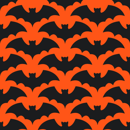 Seamless pattern with bats on orange background.のイラスト素材