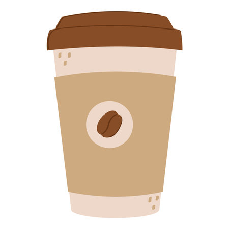 Cute cartoon style takeaway coffee in paper cup.のイラスト素材
