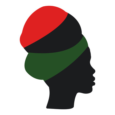An illustration of a African woman with head wear colored in Pan Africa flag.のイラスト素材