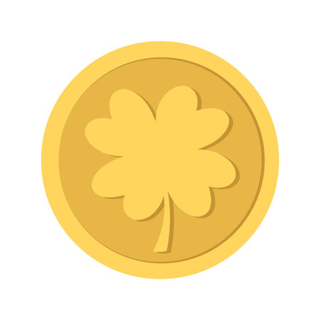 A golden coin with four leaf clover.のイラスト素材