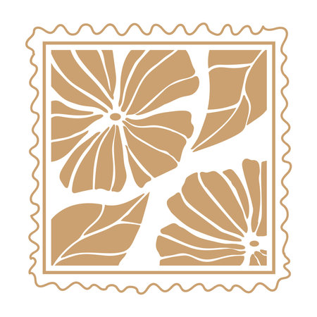 Cute beige abstract floral poster.のイラスト素材