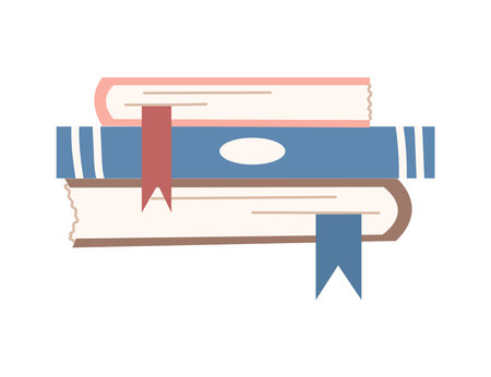 Cute cartoon style stack of books.のイラスト素材