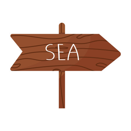 Cute signpost indicating Sea direction.のイラスト素材