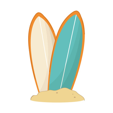 Two surfing boards on a beach.のイラスト素材