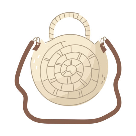 Cute cartoon style summer wicker bag.のイラスト素材