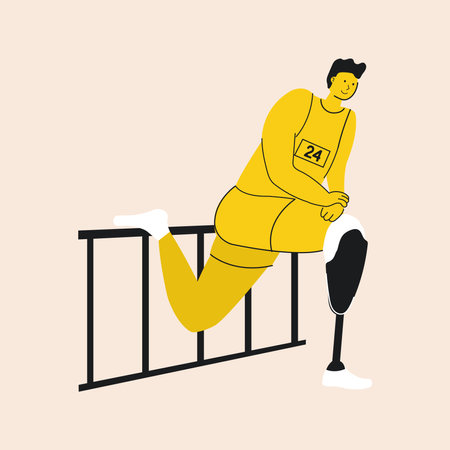An illustration of an abstract Paralympic athlete stretching his legsのイラスト素材