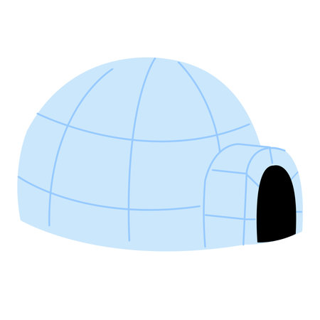 Cute cartoon style illustration of an igloo. Arctic house from ice blocs.のイラスト素材