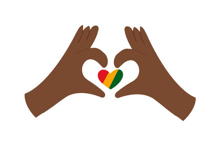 Two African American hands showing love symbol. Black History Month concept. Juneteenth celebration.のイラスト素材