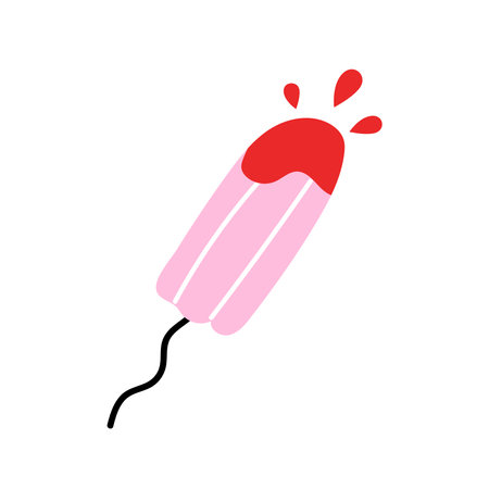 Cartoon style illustration of a tampon. Doodle women period product.のイラスト素材