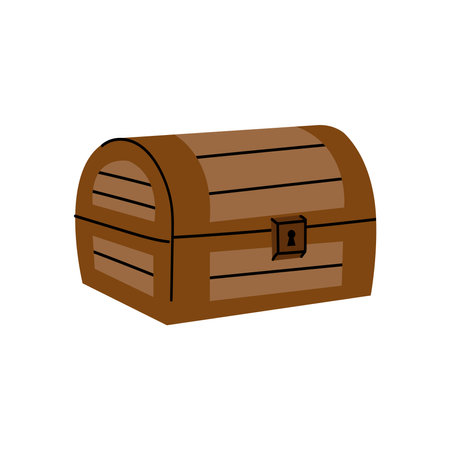 A modern simple illustration of a wooden treasure chest.のイラスト素材