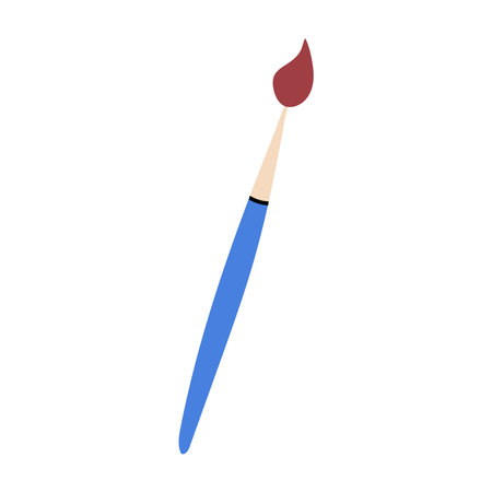 A cute illustration of an art brush. Doodle painting tool. Back to school simple icon.のイラスト素材
