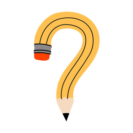 A fun illustration of a yellow pencil forming a question mark. Educational exam concept.のイラスト素材