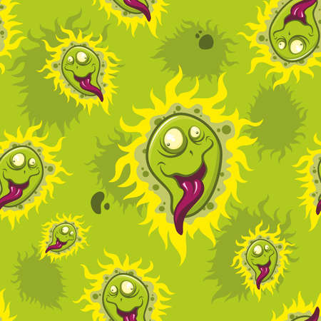 Colorful cartoon viruses seamless vector background.のイラスト素材
