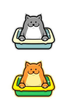 Cat in litter boxのイラスト素材