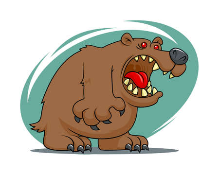 Angry bear cartoon vector illustration. Brown bear mascot.のイラスト素材