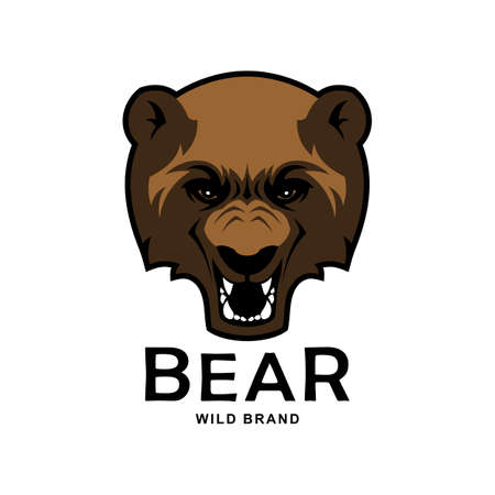 Angry bear head mascot. Bear logo design.のイラスト素材