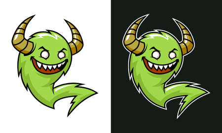 Vector smiling troll. Cute green monster sticker.のイラスト素材