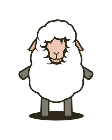 Cartoon sheep character with volume curly wool.のイラスト素材