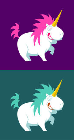 Cute unicorn vector illustration. Cartoon unicorns in various colors.のイラスト素材
