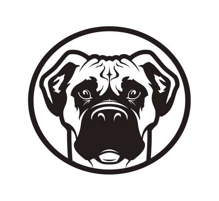 Outline silhouette of a dog head. Boxer or pitbull mascot vector icon.のイラスト素材