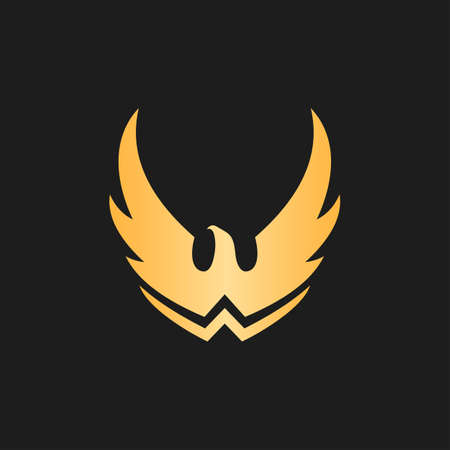 Golden eagle sign with spread wings - luxury minimalist vector iconのイラスト素材