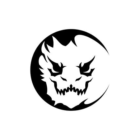 Monster dragon face with danger animal grin - stylized vector iconのイラスト素材