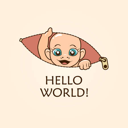 Cute peeking out baby vector illustration - concept for maternity t-shirtのイラスト素材