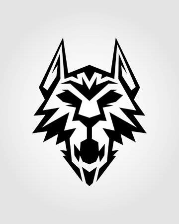 Scary wolf or dog head - stylized cut out vector iconのイラスト素材