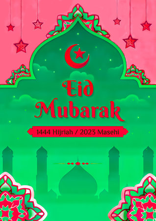 Eid Mubarak Greeting Card. Vector Illustration EPS10の写真素材