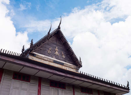 Temple in Thailand with cloudの写真素材