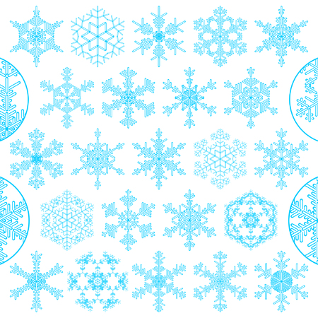 set of decorative snowflakesのイラスト素材