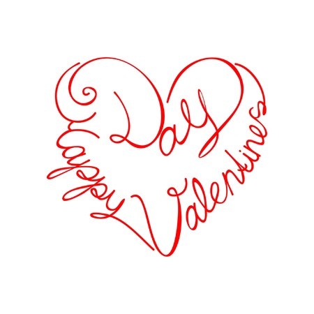 calligraphic text happy valentine's day from the heart shape, vectorのイラスト素材