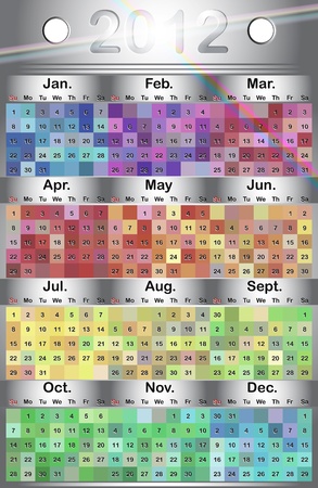 calendar grid 2012 english, vector EPS 10のイラスト素材