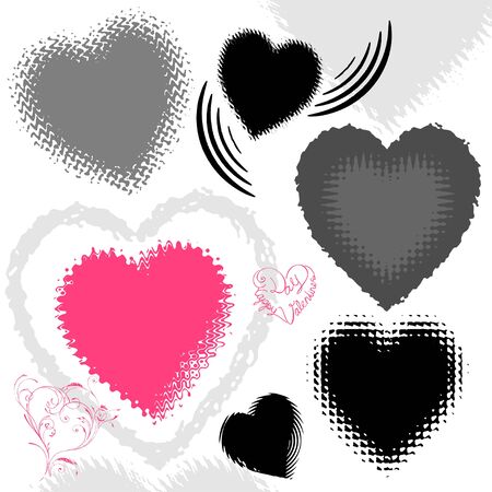 set of grunge hearts, valentine's day.のイラスト素材