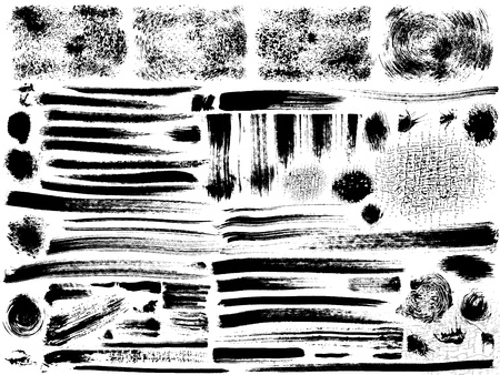 vector set of grunge strokes, dry brush effectのイラスト素材