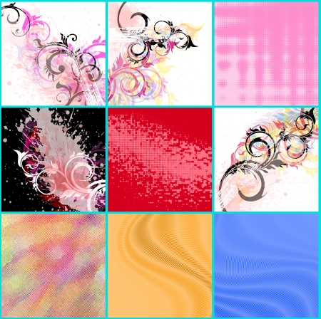 set of 9 stylized backgrounds のイラスト素材