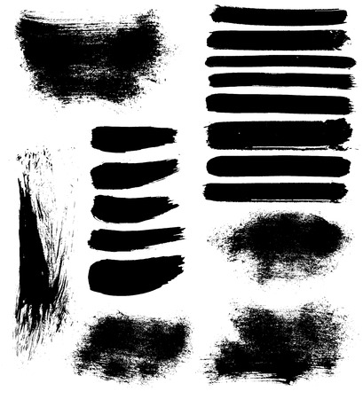 set of 18 vector brush strokes and stainsのイラスト素材