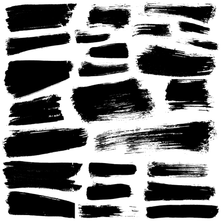 set of 25 vector brush strokes and stainsのイラスト素材
