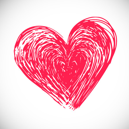 funky hand drawn heart,  vector naive artのイラスト素材