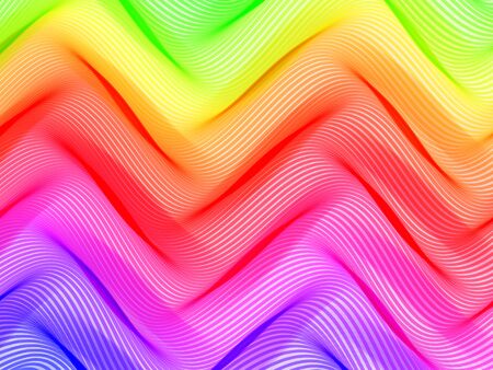 Abstract striped background. Rhythmic colorful lines.  with transparency. Spectrum background. Abstract composition with curve lines. Abstract 3d effect. Illusion of three dimensional surface.のイラスト素材