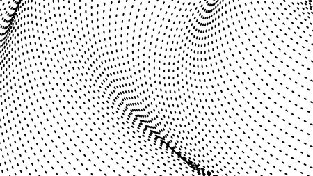 Wide format abstract background, visual illusion of 3d halftone effect. Rhythmic decorative background, vectorのイラスト素材