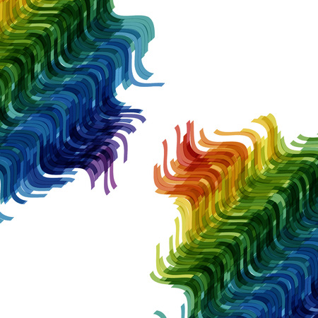 Abstract striped background. Rectangles tiles with wavy distortion. Mosaic abstract composition. Rhythmic colorful rectangle tiles. EPS10 with transparency. Decorative shapes. Spectrum backgroundのイラスト素材