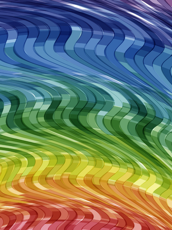 Abstract striped background. Rectangles tiles with wavy distortion. Mosaic abstract composition. Rhythmic colorful rectangle tiles. EPS10 with transparency. Decorative shapes. Spectrum backgroundのイラスト素材