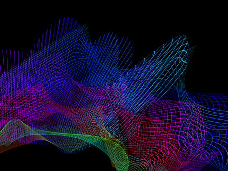 abstract wireframe distortions, vector composition with motion effectのイラスト素材