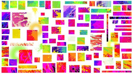 set of colorful abstract grunge backgrounds, banners, halftone compositions, vector EPS10 with transparencyのイラスト素材
