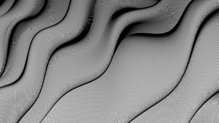 Vector 3d striped waves. Abstract composition, curve lines. Amazing three dimensional background for presentation, wallpaper, interior wall decor. Opical illusion. Vector without gradientのイラスト素材