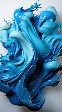 Abstract dynamic acrylic flow in shades of blue. Trendy blue and white abstract background and wallpaper. Can be used for many themes. Movement composition for yours design, cover, poster.の素材
