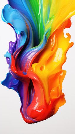 Trendy colorful multicolor splash. Abstract 3d style, inspired by acrylic fluid art and waves energy. Luxury abstraction screen and wallpaper. Composition for yours cover, header, presentationの素材