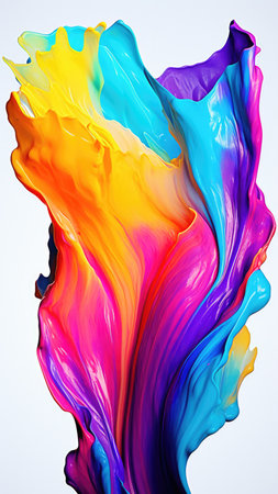 Trendy colorful multicolor splash. Abstract 3d style, inspired by acrylic fluid art and waves energy. Luxury abstraction screen and wallpaper. Composition for yours cover, presentation, headerの素材