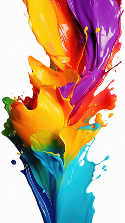 Trendy colorful multicolor splash. Abstract 3d style, inspired by acrylic fluid art and waves energy. Luxury abstraction screen and wallpaper. Composition for yours cover, poster, headerの素材